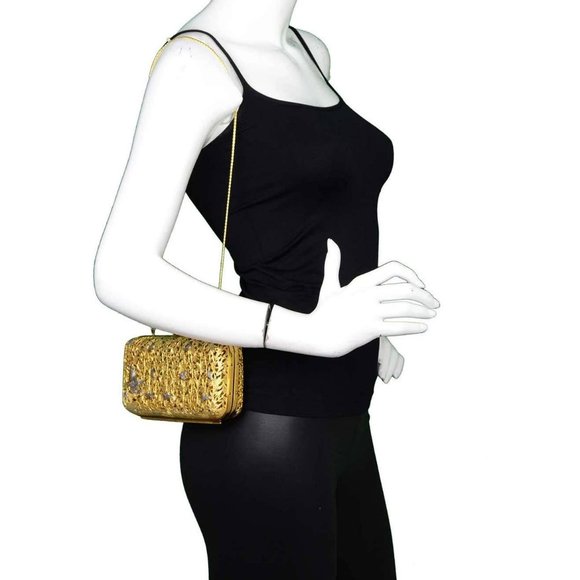 Very Rare 1978 Gold Metal Hard Case Minaudiere - Picture 7 of 8